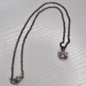 Pink Crystal Necklace Short Chain Choker Like Rose Gold Color
